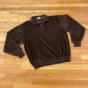 Vintage Norm Thompson Velour Brown Long-Sleeved Shirt - Men's XL
